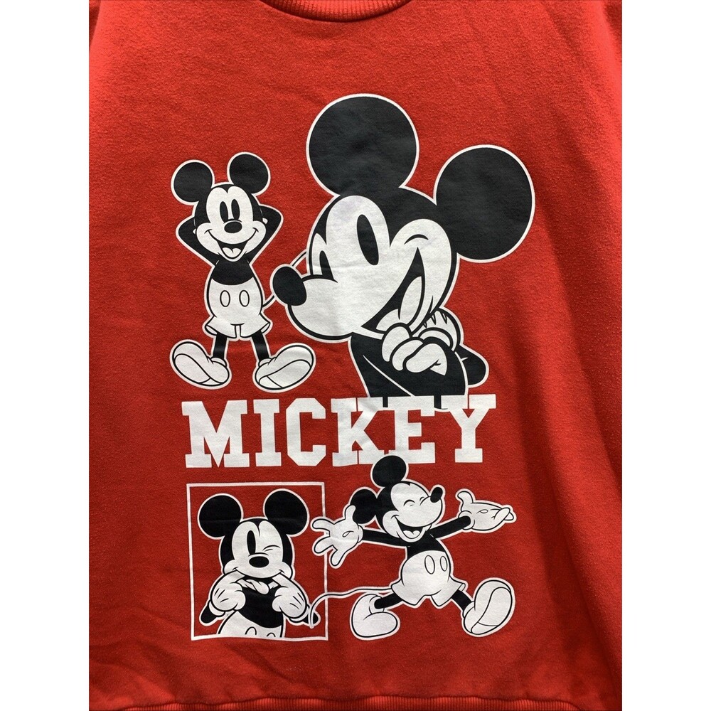 Walt Disney Mickey Mouse Graphic Crewneck Sweatshirt Long Sleeve Red Size Large - Picture 2 of 15